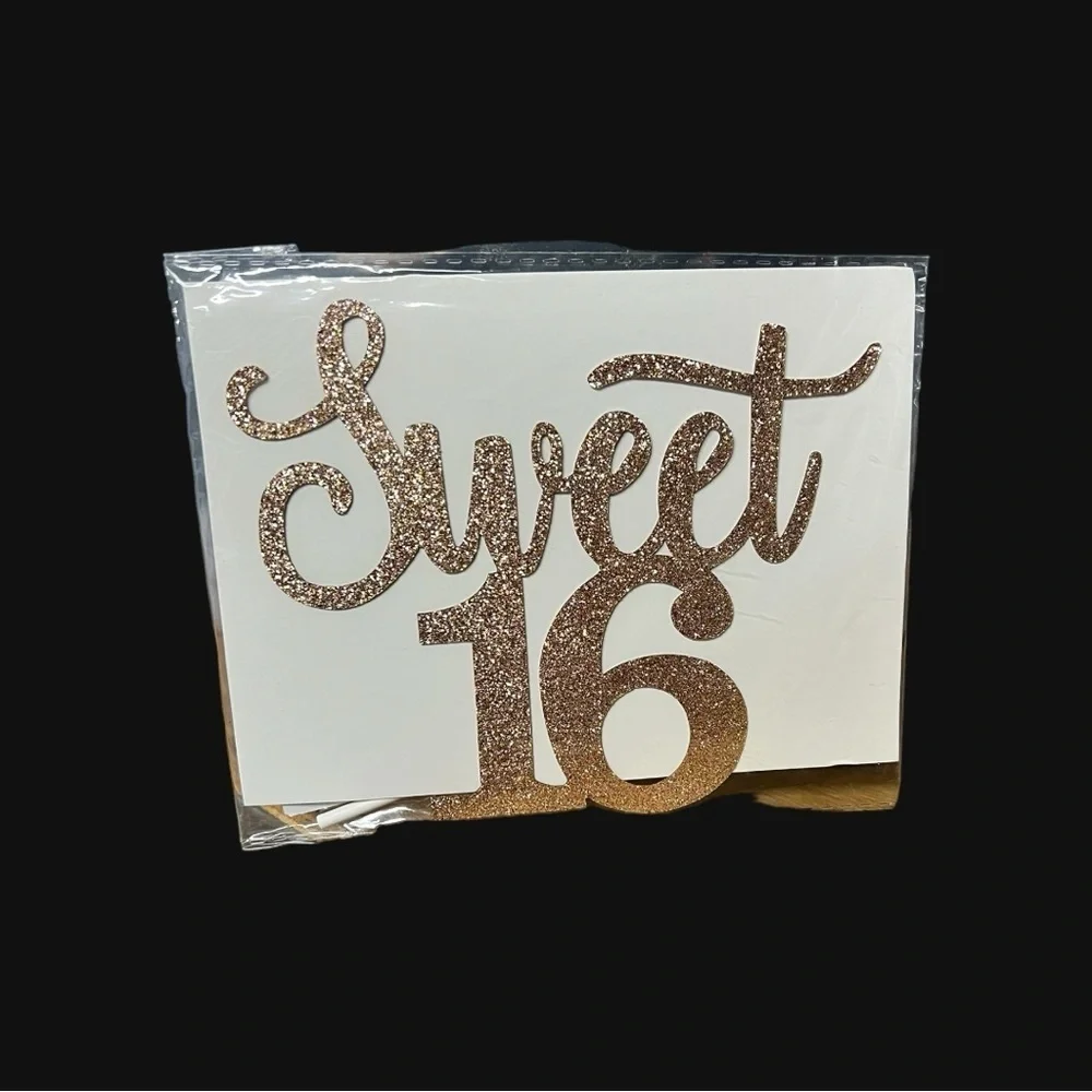 🌻Happy 16h Birthday Rose Gold Crown Tiara One Size and Cake Topper_7